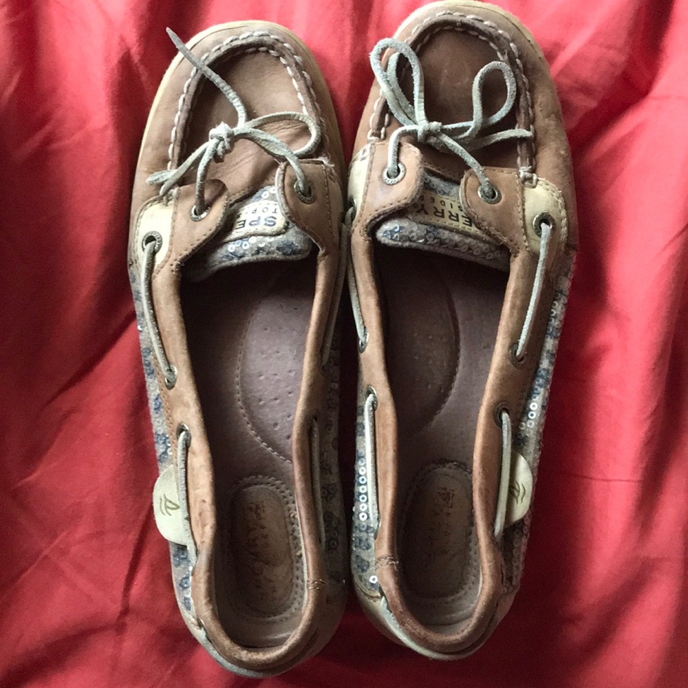 Cheetah print sequins Sperry Top Sider